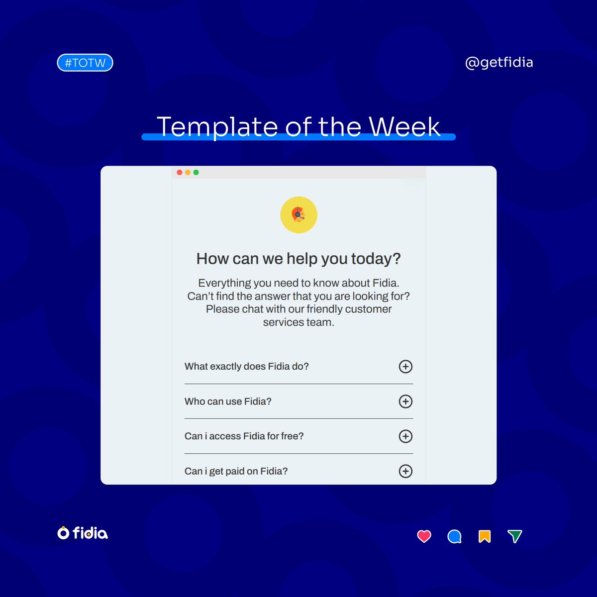 getfidia's tweet photo. The Help Center template provides a self-help portal that is accessible to the general public. 

Here, users can search through your knowledge base to find solutions to their queries.

Check out the template: https://t.co/2iO9UkLBf1

#templateoftheweek https://t.co/4BrUSdjQtR