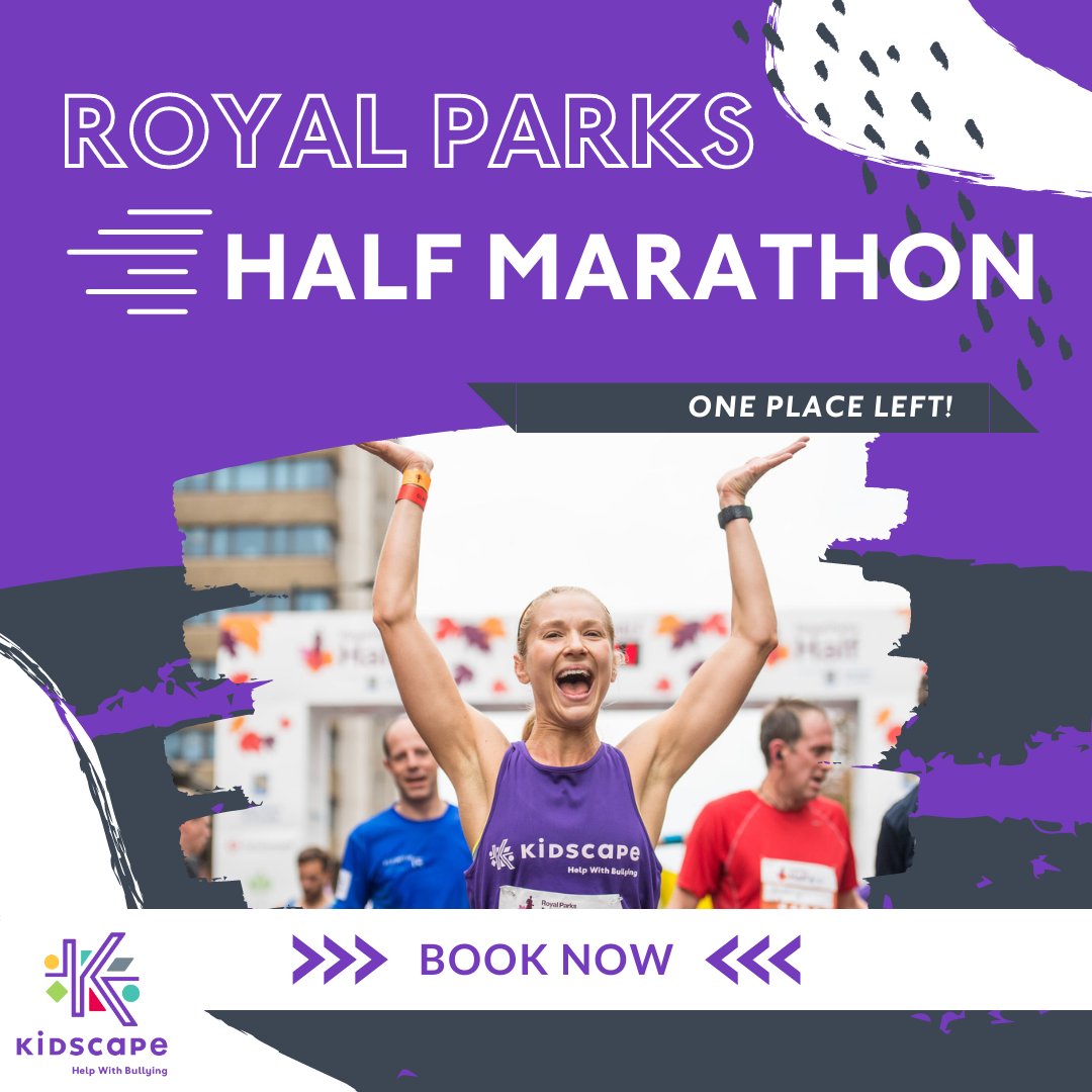 Want to #run the world's most iconic half marathon? A last-minute spot has become available to join Team Kidscape at the <a href="/RoyalParksHalf/">Royal Parks Half</a>. 

Help us transform young lives - we'll be there to support you every step of the way.

💻 kidscape.org.uk/get-involved/f…

✉️ kathryn@kidscape.org.uk