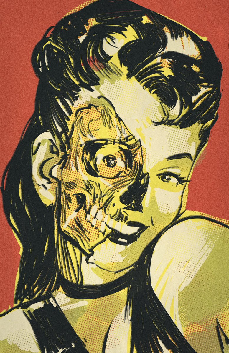 NeridaComic's tweet photo. @sogolzmr Hi! here’s a bit of my artwork of late.. A comic book thats launching this tuesday with @LesserKComics a poster design for a halloween party at @TheParlorAustin and two characters from the #cybersync anthology with @Apollo_City https://t.co/2B4QfZ5LMY