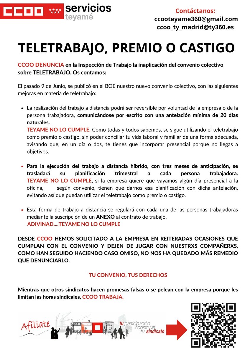 CCOOTeyameMad's tweet photo. TEYAME no cumple con el convenio
CCOO DENUNCIA
#ElPoderDeCambiarLasCosas
#CCOOEnLucha
@c_center_ccoo https://t.co/nuiqeogkVr