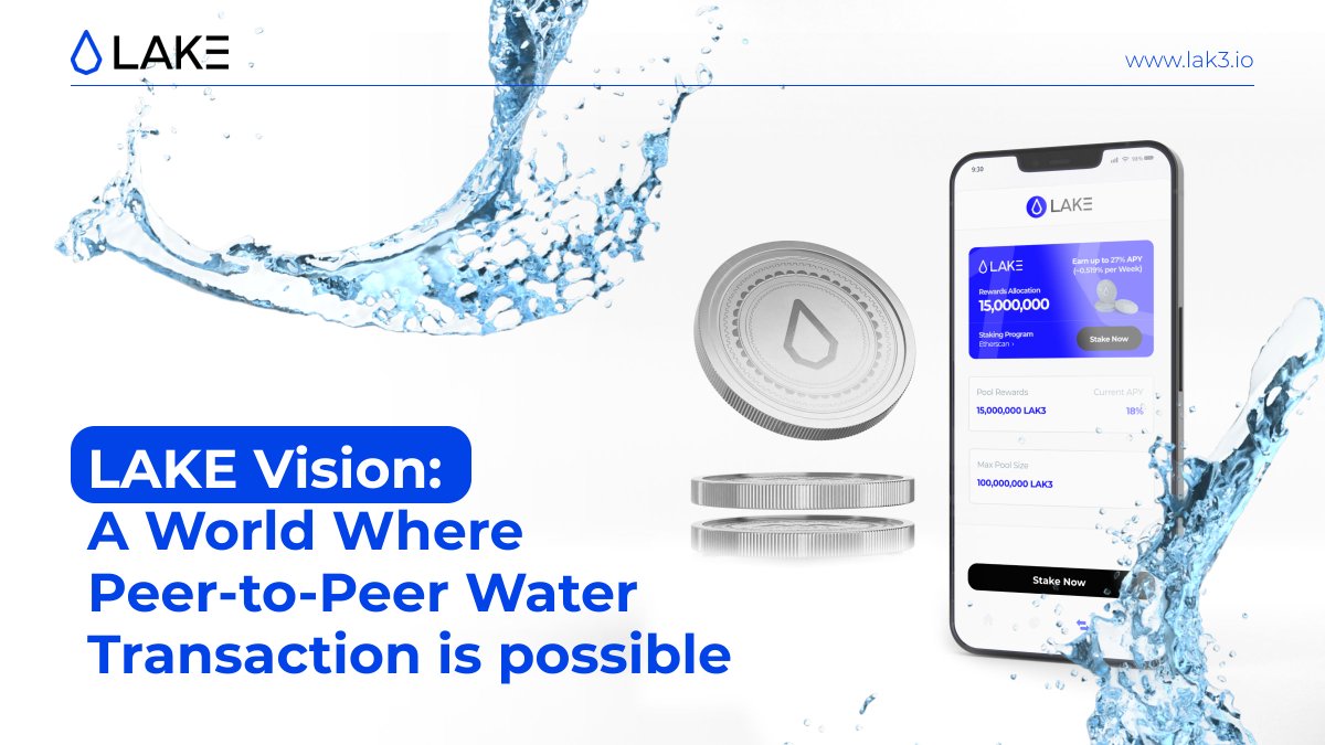 #LAKE leverages #Web3 for fluid water transactions, fostering an interconnected, sustainable community🌊 Experience a visionary paradigm where water flows seamlessly among participants🤝🌐 #crypto #blockchain #WaterTech #LAK3