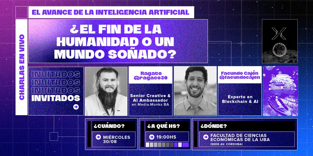 ¡ES HOY! 🥳

🔥 HOY charla en la UBA sobre "El avance de la inteligencia artificial" junto a <a href="/ragaco30/">Lord Ragaco</a> <a href="/facundocajen/">Facundo Cajén</a> y <a href="/cryptobecker/">Sequoia Becker | Crypto</a> 🚀

Para VOS que no sacaste entradas y estas manija de ir, pedi abajo que te pasamos el link de inscripción. 👇

¡ULTIMAS HORAS! 🎫