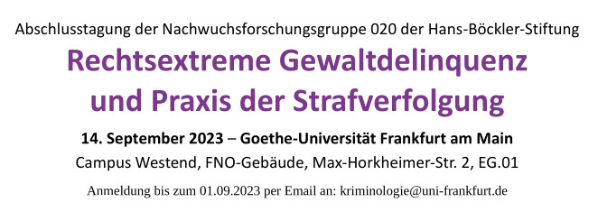 nfg020's tweet photo. Morgen endet die Anmeldefrist für unsere Abschlusstagung über "Rechtsextreme Gewaltdelinquenz und Praxis der Strafverfolgung"  in #Frankfurt.  Schnell noch anmelden: https://t.co/jOiDlEvsja #rechtegewalt #rechterterror #thread @boeckler_de   @NormativeOrders https://t.co/EvT9fCvYLZ