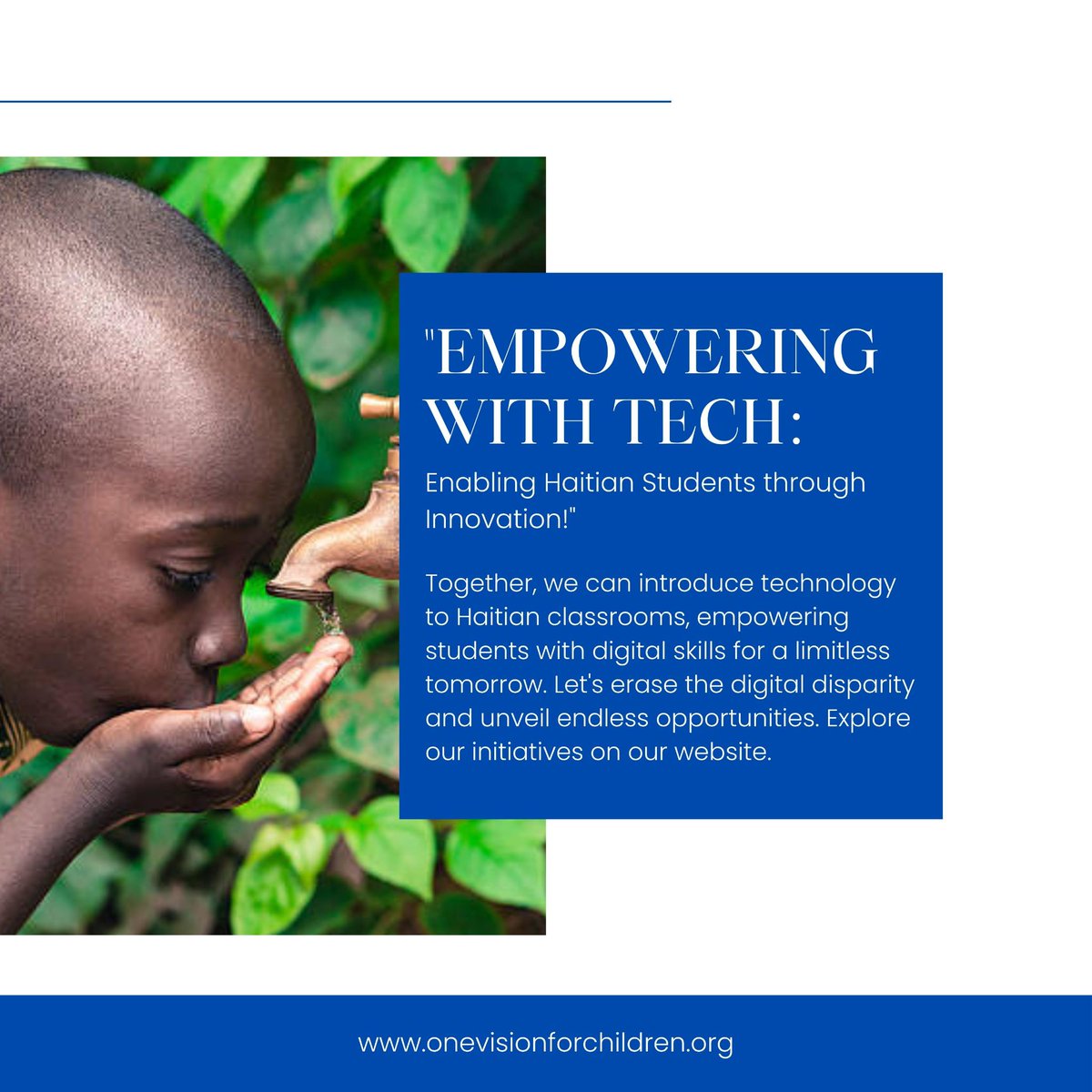 OneVisionforCh1's tweet image. Together, we can introduce technology to Haitian classrooms, empowering students with digital skills for a limitless tomorrow. 
----
Explore our initiatives on our website. onevisionforchildren.org
.
#TechForProgress #DigitalEmpowerment #BridgingDigitalDivide #UnlockPotential