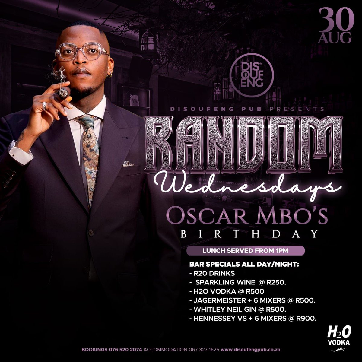 ThisandthatZA's tweet photo. This Wednesday ko Soweto @Disoufeng_Pub we have Oscar Mbo Birthday celebration in style, lunch served from 13:00 o’clock till late 

Table Bookings - 076 520 2074
Accommodation Bookings  - 067 327 1625

#DisoufengRandomWednesday https://t.co/AjCVX0wZ0i