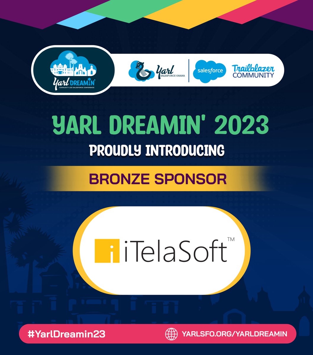 YarlDreamin's tweet photo. Let's shine the spotlight on our incredible Bronze Sponsor - @itelasoft! πThey're an IT powerhouse, experts in strategy, innovation, and software development. our Ohana extends a heartfelt thanks to @itelasoft for joining us on this thrilling journey. #YarlDreamin23 @salesforce https://t.co/b5VaSL0aiF