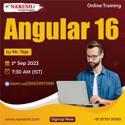 nareshitech's tweet image. ✍️Enroll Now: bit.ly/3OPbPYo
👉Attend Free Online Demo On Angular 16 by Real-Time Expert.
📅Demo On: 1st Sep @ 07:30 AM (IST)
🌐Visit: nareshit.com/new-batches-hy…
#angular16 #webdevelopment #learning #onlinetraining #education #software