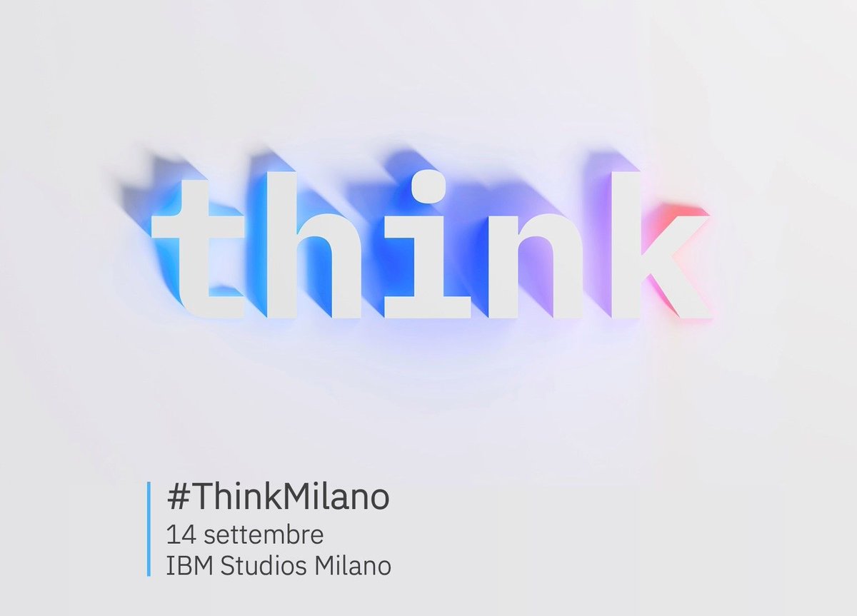 #ThinkMilano - 14/9/23 dalle 09:30
Vieni a #scoprire, a #sperimentare le soluzioni di #IBM e dei #partnerIBM.
#relazioni e nuove #opportunità per il tuo business.
Speakers d'eccezione ed un Super Ospite Federica Pellegrini
Info qui: lnkd.in/dqYWDXGz

#DigitalForReal #AI