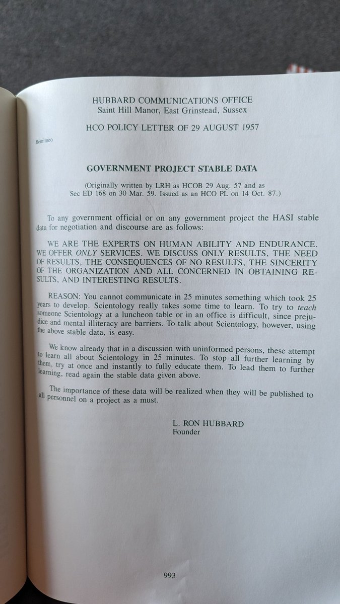 AnonLethal's tweet image. So are we sure #Hubbard didn&apos;t die of an inflated ego. #LRH though #Scientology was the dogs bollocks. 
&quot;we are experts on human ability and endurance&quot; my brother in Christ, you shouldn&apos;t have to state this if it actually worked.

HCOPL 29 Aug 57.