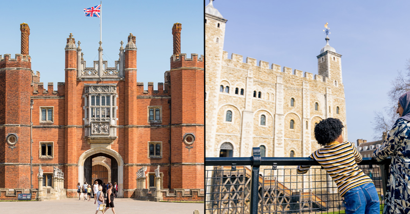 TfL's tweet photo. Our 2-for-1 ticket offer with @HRP_palaces is back! 🎟👩🏾‍🤝‍👨🏼 

Travel back in time with a trip to these two sites – the Tower of London &amp; Hampton Court Palace. Show your travel on our network to these venues 2-for-1 entry 🙌🏾  

Find the details on our blog ⬇️