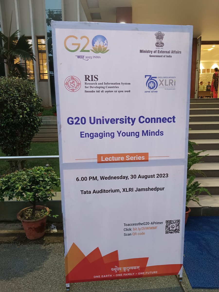 Happening Now! G20 University Connect Lecture at XLRI, Jamshedpur, Jharkhand.