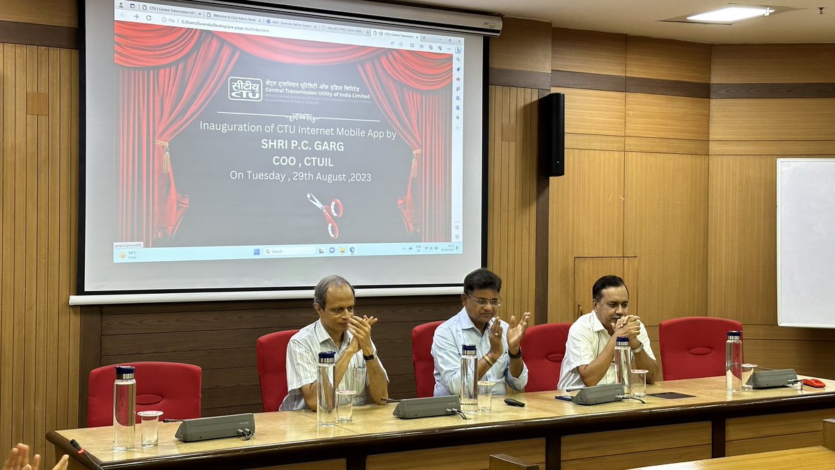 CTUIL_India's tweet photo. We are glad to inform that CTUIL Mobile App was launched by Sh P.C.Garg, COO, CTUIL on 29.08.2023. Sh Ashok Pal, Dy COO and Sh V.S.Bhal, ED, CTUIL along with other officials were also present.
You can download it from Play Store/App Store by searching CTUIL or CTU Internet. https://t.co/NNzT0hD4Bd