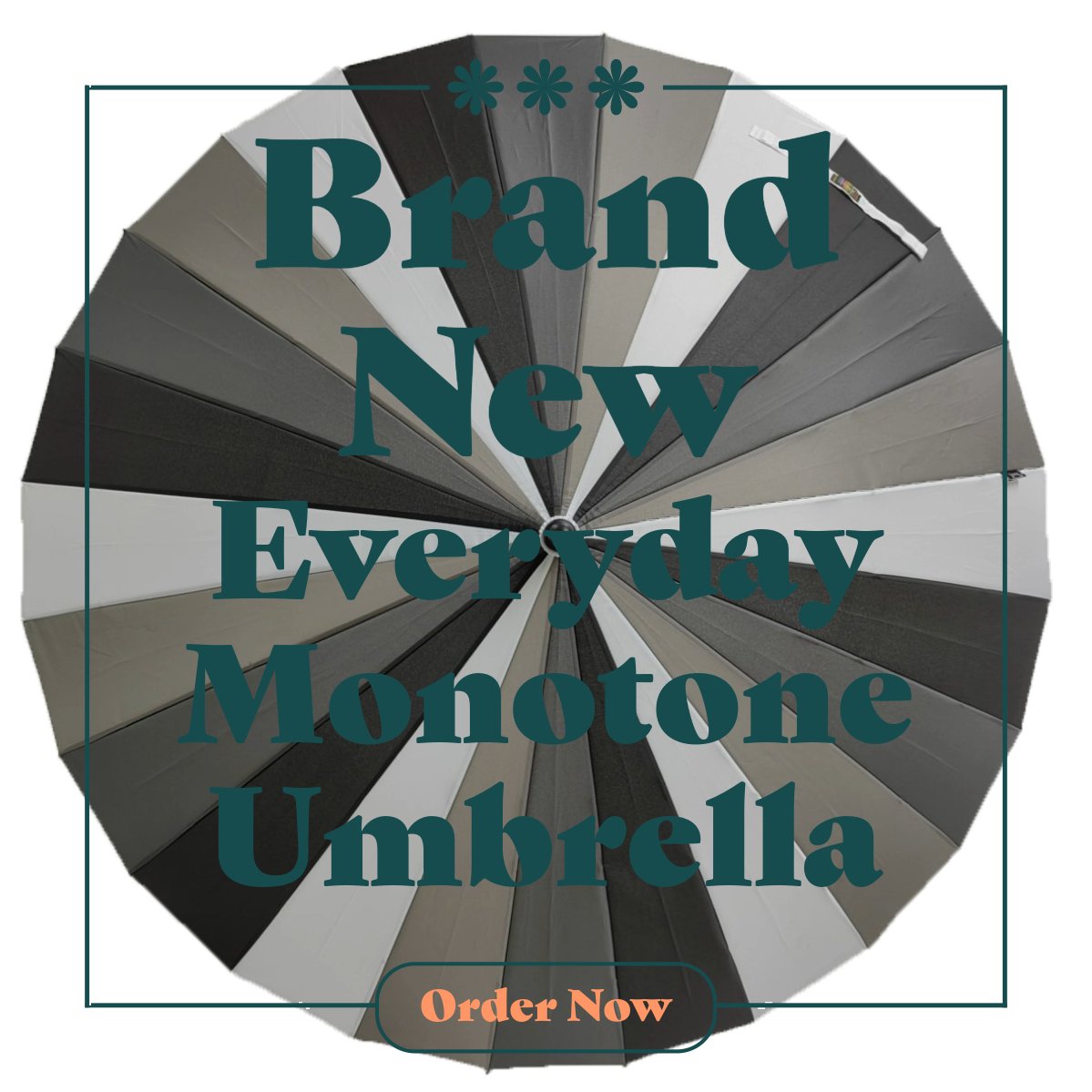 Now in Stock! Order today our new 24 panel monotone umbrella.