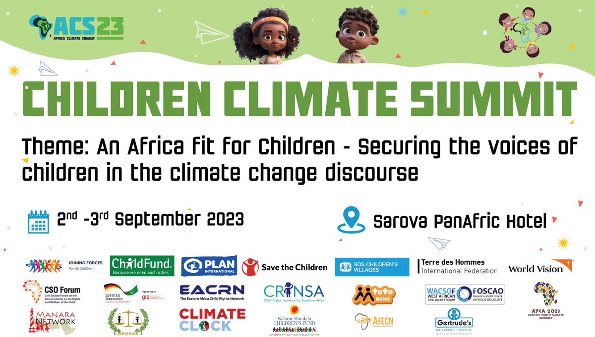 We will be at the Children Climate Summit on the 2nd and 3rd of September 2023 amplifying the voices of children in the climate change discourse.
#childrenclimatesummit #africaclimatesummit
#ACS2023 #ClimateActionNow