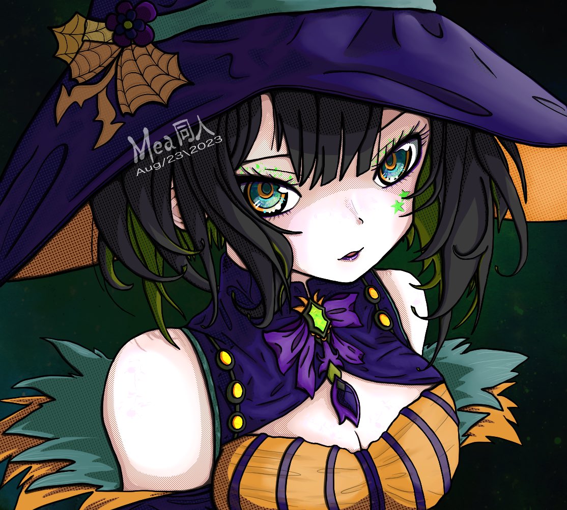 Meadoujin's tweet photo. This was originally meant to be a commission, but it was requested by a scammer. Luckily they never got the finished piece.
Afterward, I spent several extra days adding all the details I wanted until I was pleased with the design.
Not sure where I’ll use her yet 🤔
#halloween2023 https://t.co/GtJswTR8hf