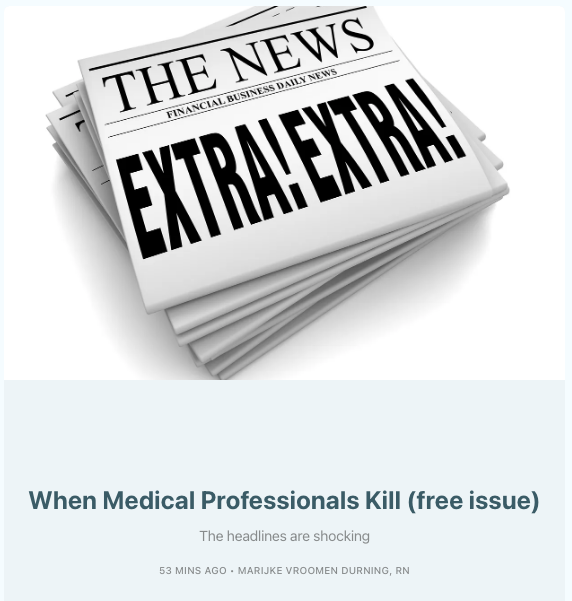 Last week a UK nurse was sentenced for the murders of several babies in her care. 
It's a painful and scary topic to even consider.
I wrote about the healthcare professionals who kill in today's issue of newsletter: 
empoweredwellness.substack.com/p/when-medical…