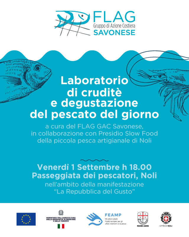 🐟 Un'esperienza gustosa ti attende alla #larepubblicadelgusto!

Venerdì, dalle 18:00 alle 18:30, laboratorio di cruditè e degustazione del freschissimo pescato del giorno, organizzato dal FLAG GAC Savonese.🌊🍴

#RepubblicaDelGusto #ReteNazionaleDeiFlag #FlagSavonese