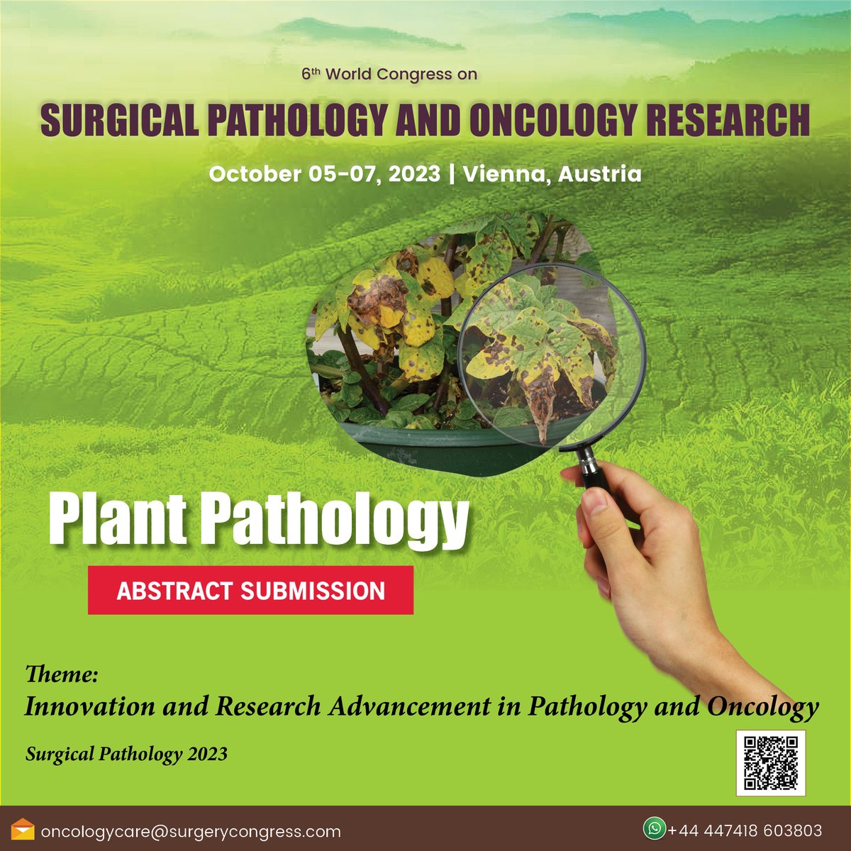Hi all, we warmly welcome you all to our upcoming congress #surgicalpathologycongress2023 under the session #plantpathology. To confirm your participation in this session, submit your abstract: surgicalpathology.alliedacademies.com/abstract-submi… Contact us at WhatsApp: +4407418603803