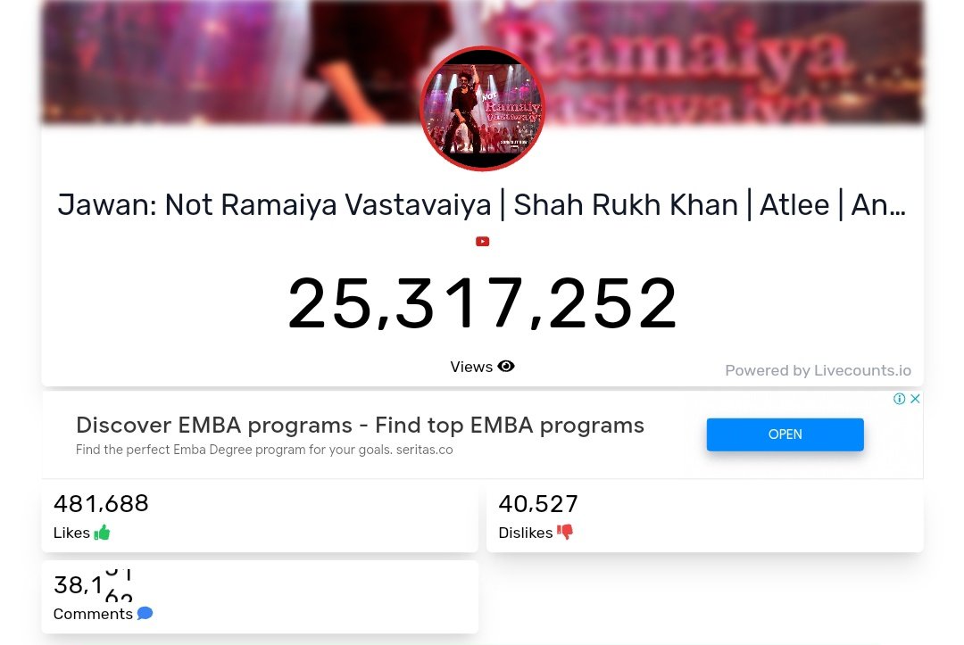 Top 10 Most VIEWED Bollywood Songs in 24 hours on YouTube.

#ZindaBanda 34.6M 
#GujjuPataka 34M
#JaiShriRam 32.1M
#PyaarHotaKayiBaarHai 30.69M
#AilaReAillaa 29.7M
#CharacterDheela2  27.1M
#NotRamaiyaVastavaiya 25.3M
#Garmi 24.5M
#HussnHaiSuhaana  24M
#BhoolBhulaiyya2  23.55M