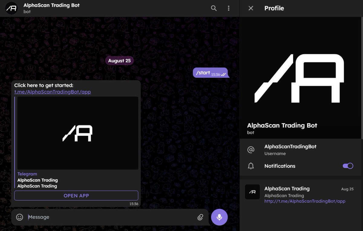 Tanaka_L2's tweet image. 4⃣ Integrate with Telegram

🔹 I love the convenience of having #alphascan right within my go-to app – Telegram

🔹 For those who aren&apos;t regular Telegram users, this could be restrictive

🔹 But I believe you might choose to go to the website directly