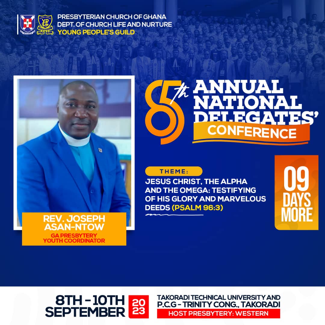 W_PresbyteryYpg's tweet image. COUNTDOWN - 9 DAYS MORE

It's time for the Deliberation of the Affairs of the Youths and in Unity we will testify to His Marvelous Deeds.

Come one come all

#westernpresbytery
#ANDC
#ServiceAllTheWay
#ToKnowHisWillAndToDoIt .