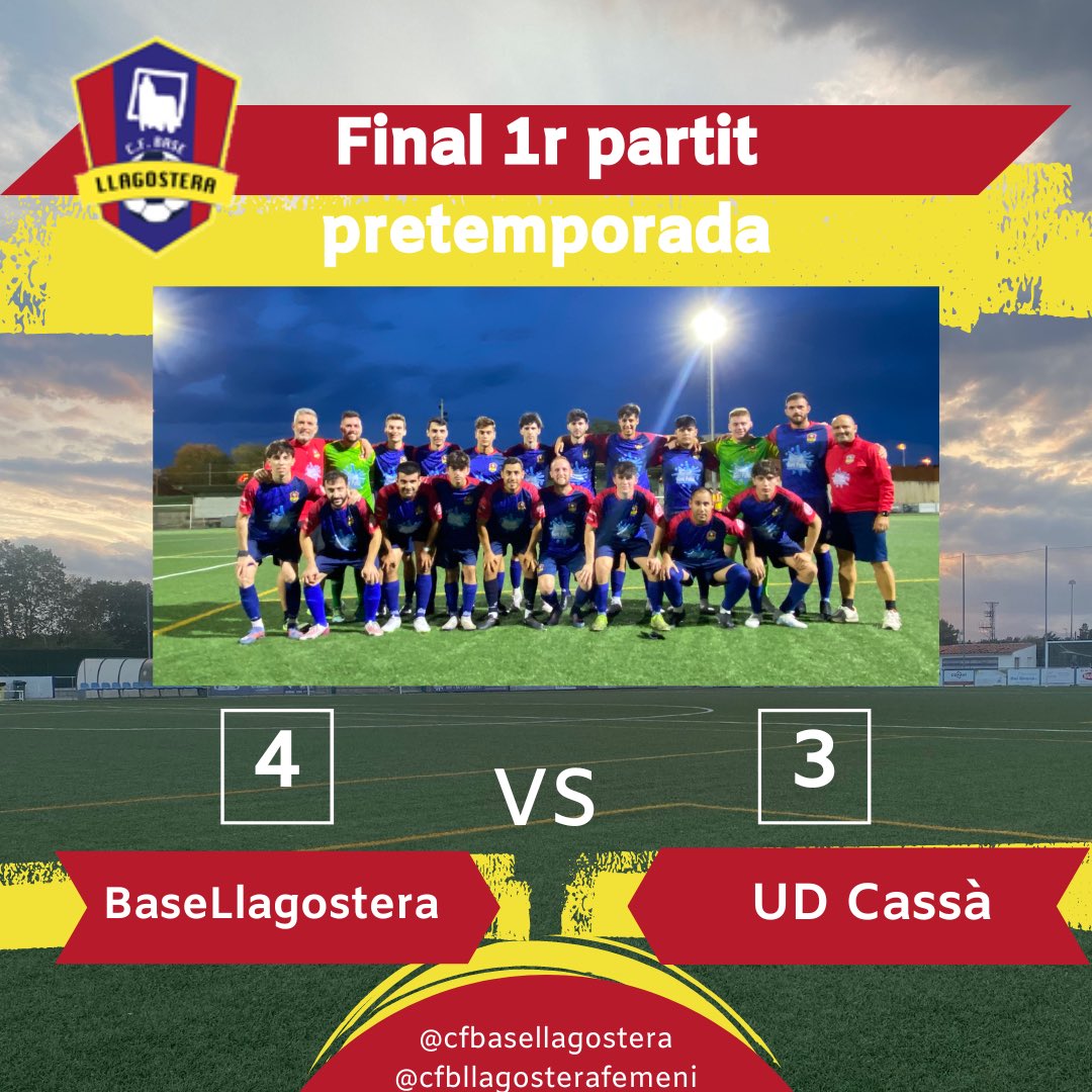 Ahir el nostre primer equip va disputar el primer partit de pretemporada
Agraïr a la <a href="/UDCassa/">UD Cassà</a> i al seu juvenil 1a  per jugar el partit i als jugadors pel seu compromís i esforç. Bona temporada! 
Ens trobem al pròxim partit, divendres 1 de setembre a les 20:45
#somhiBase
#Sombase