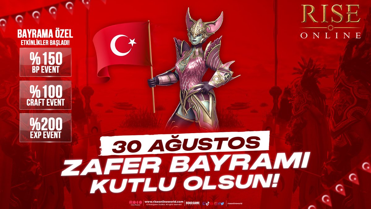 Bu kutlu zaferin 101. yıldönümünde Gazi Mustafa Kemal Atatürk ve silah arkadaşlarını saygı ve minnetle anıyoruz. 30 Ağustos Zafer Bayramımız kutlu olsun 🇹🇷 #30Ağustos #ZaferBayramı #RiseOnlineWorld