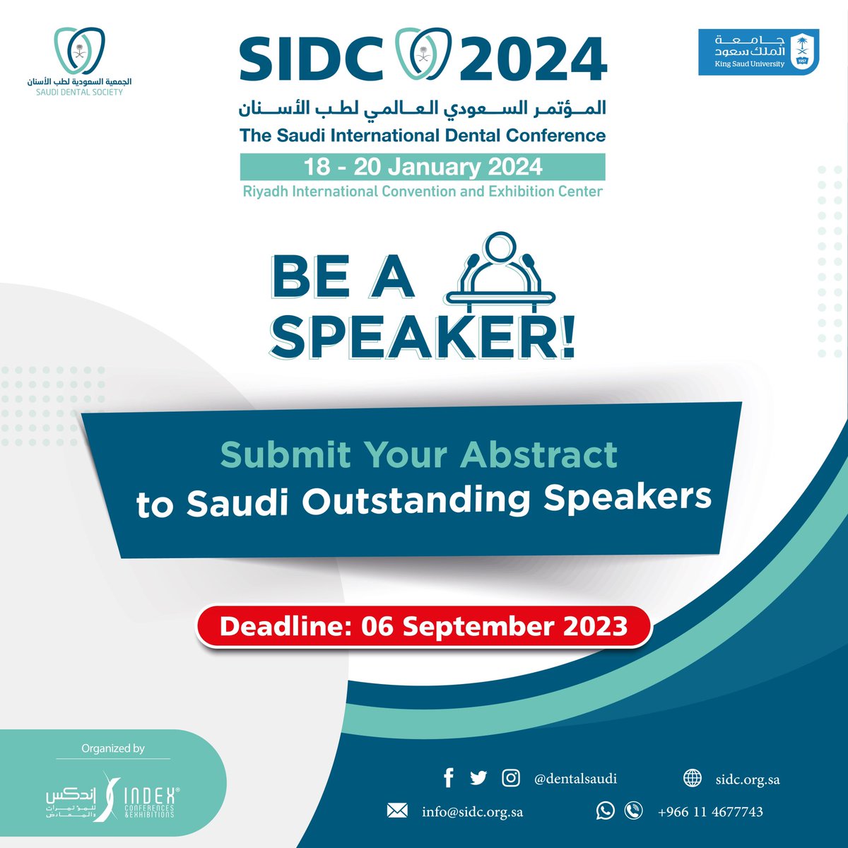 DentalSaudi's tweet image. 📣SUBMIT YOUR ABSTRACT TO BECOME A SPEAKER AT SIDC2024.

for submitting: sidc.org.sa