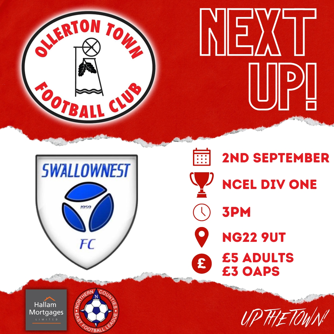 Next up, it's a huge game on Saturday as Swallownest visit NG22 for a 3pm kick off! #UpTheTown
