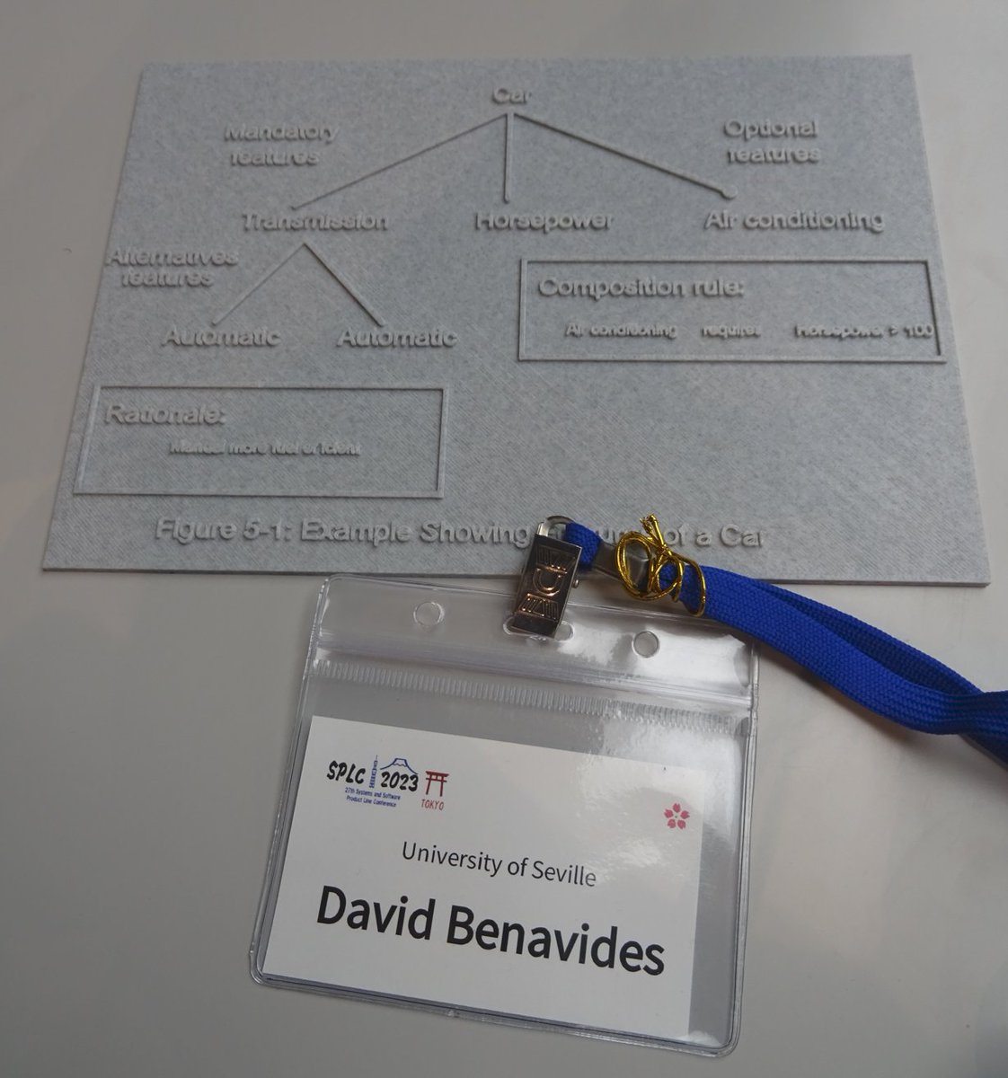 davbencue's tweet image. The first feature model ever 3D printed. Available for selfies @splcconf #splc2023