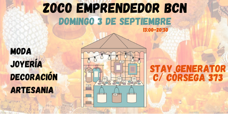 IdeasdeOcio's tweet photo. 🛍  El Zoco Emprendedor en Stay Generator.
👗 Descubre a 15 creadores y emprendedores en moda, arte, decoración e innovación¡ Sin olvidarnos de la oferta gastronómica!
🗓️ Domingo, 3 de septiembre, de 13:00 a 20:30. Entrada GRATUITA. 
#market #marketbarcelona #gratisbarcelona https://t.co/QTZvdpcCaK