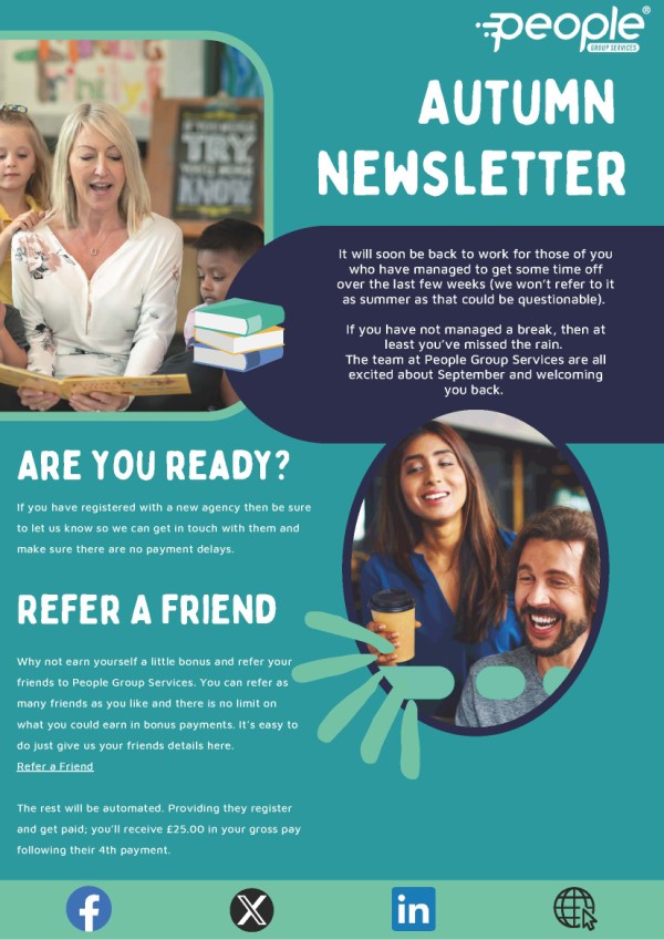 Autumn has arrived and with it comes the new Autumn newsletter! 🍂

Our newsletter is jam-packed with exciting offers and benefits, including the Refer-a-Friend program, Flick Learning, and My Wallet Benefits. 🤑 #Payroll #Recruitment tinyurl.com/2az7xtga