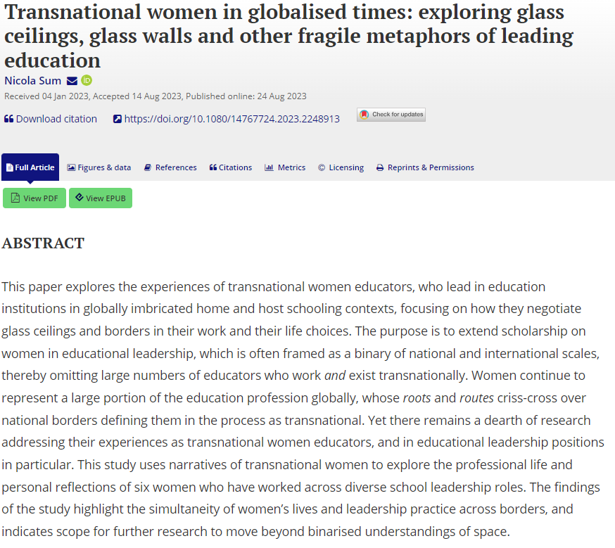 #newpublication on women leading across borders. Thankful to the women leaders who shared their time and experiences for this project. #women #leadership #transnational
tandfonline.com/doi/full/10.10…