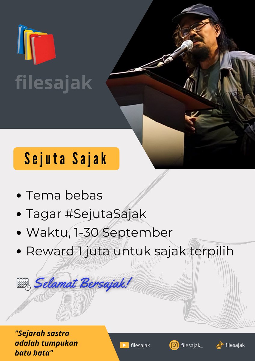 filesajak's tweet photo. Bersajaklah, waktunya #SejutaSajak https://t.co/eCnky8b6v8