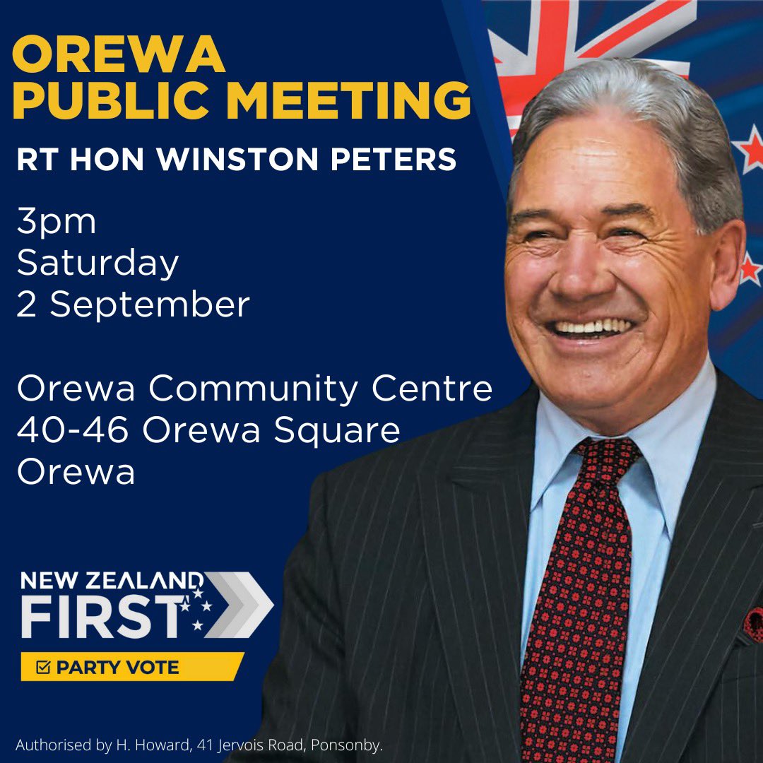 Public meeting this Saturday. 

Click the link below for more info and to rsvp👇

nzfirst.nz/orewa-public-m…