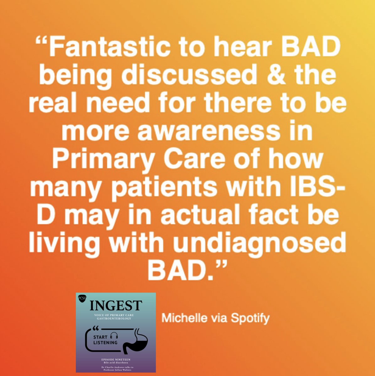 Are you a BAD listener like Michelle? Ingest, the PCSG podcast for Primary Care available on Spotify and all good podcast platforms. Subscribe via pcsg.org.uk/ingest/