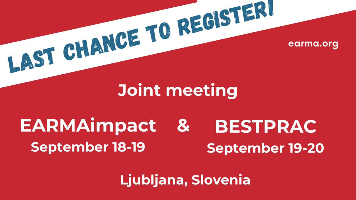 📢 [LAST CALL]
Join us in Ljubljana for a one of a kind #RMA meeting! Two enthusiastic groups coming together and sharing experiences. 🤩
Registrations are free of charge and open just for a few more days ➡️ bit.ly/3JDPAD3 
<a href="/EARMAorg/">EARMA</a>