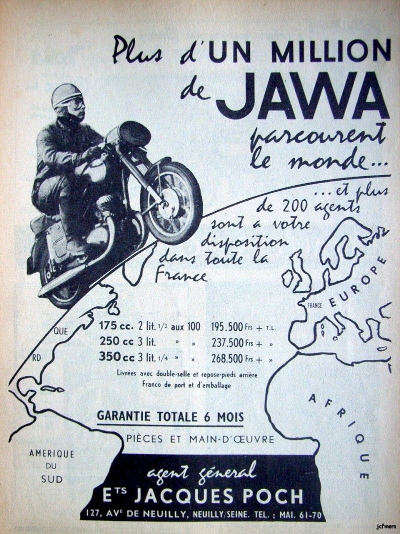 officialbjymc's tweet photo. “More than one million Jawa roam the world” - that’s what french advertisement made by the official agent in France,  from the 1960’z mentioned. How many do you think roam the world today ? 

#jawa #cz #yezdi #officialbjymc #bjymc #bangalore #bengaluru #foreverbike #foreverbiker https://t.co/lnXfUdADrL