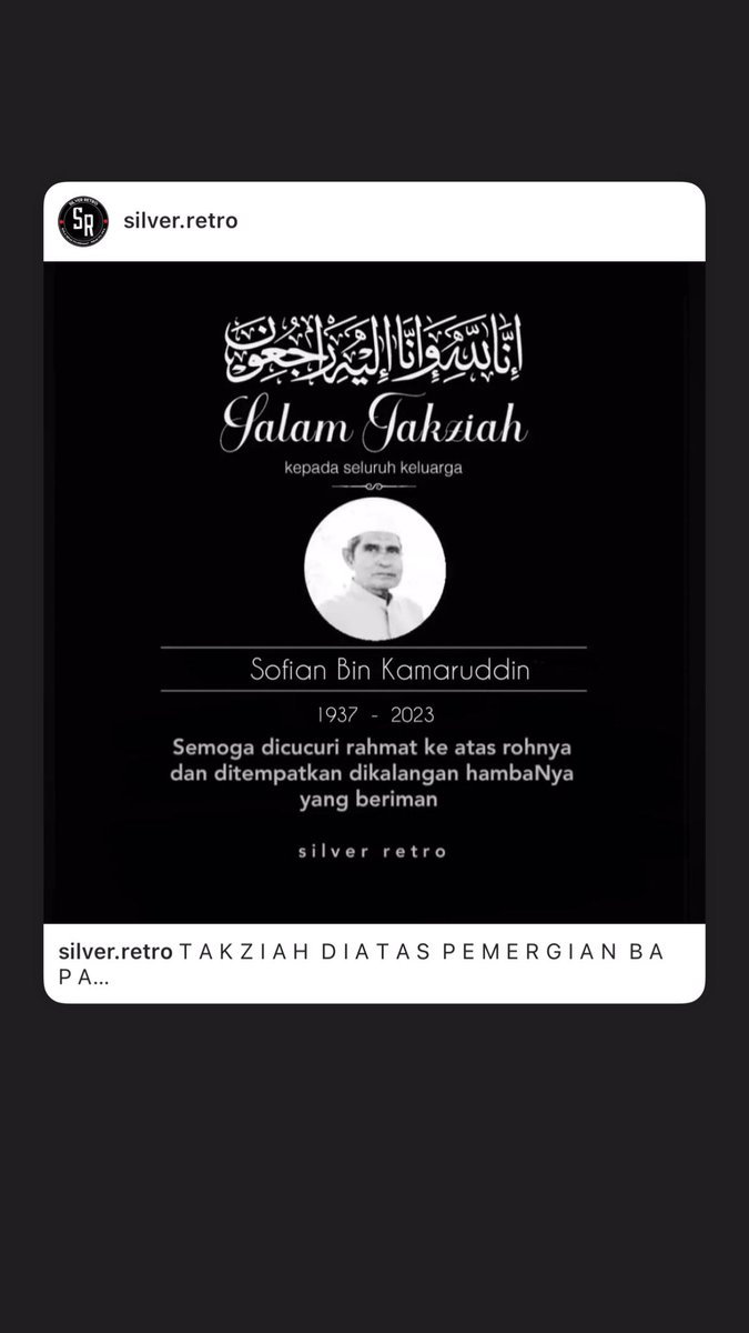 El_Eleena's tweet photo. Al fatihah buat arwah tokchu. Semoga dicucuri rahmat ke atas rohnya dan ditempatkan di kalangan para soleh. https://t.co/AP3cATDsTw