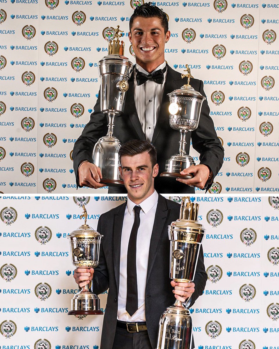 ESPNFC's tweet image. Cristiano Ronaldo and Gareth Bale are the only Premier League players to win both the PFA Player and Young Player of the Year awards in the same season 🏆🏆
