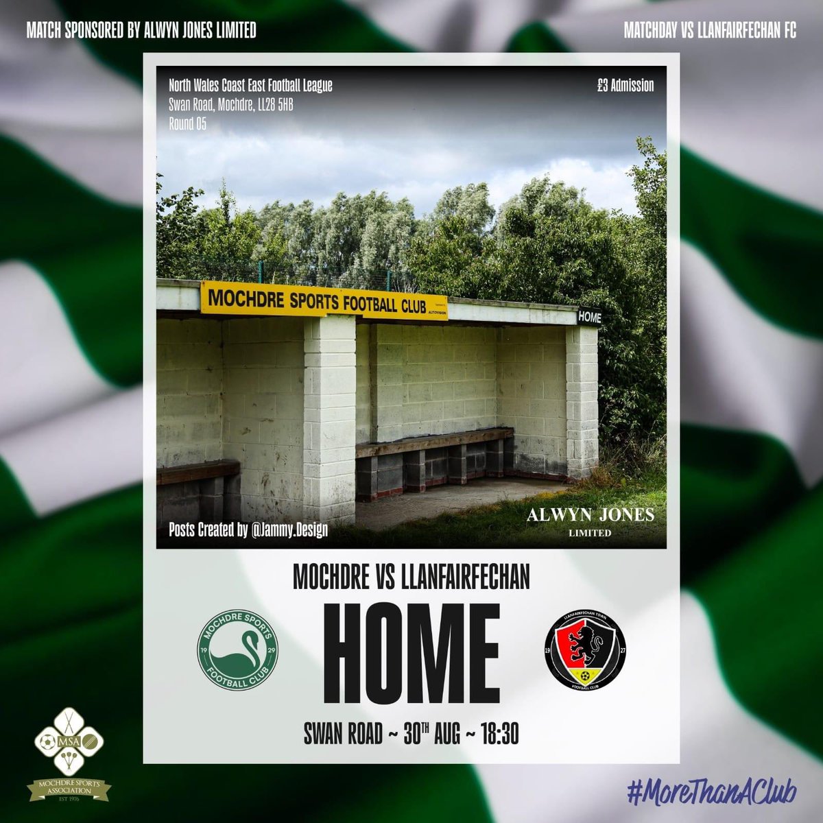 ⚽️⚽️⚽️GAME DAY⚽️⚽️⚽️

🆚️ @llanfairfechantownfc 
🏆 North Wales Coast (East) Premier Division
📅 Weds 30th August
🕑 6.30pm 
🏟 Swan Road, LL28 5HB 
💰£3 Admission.

🟩⬜️🟩⬜️
🦢⚽️
#UpTheSwans