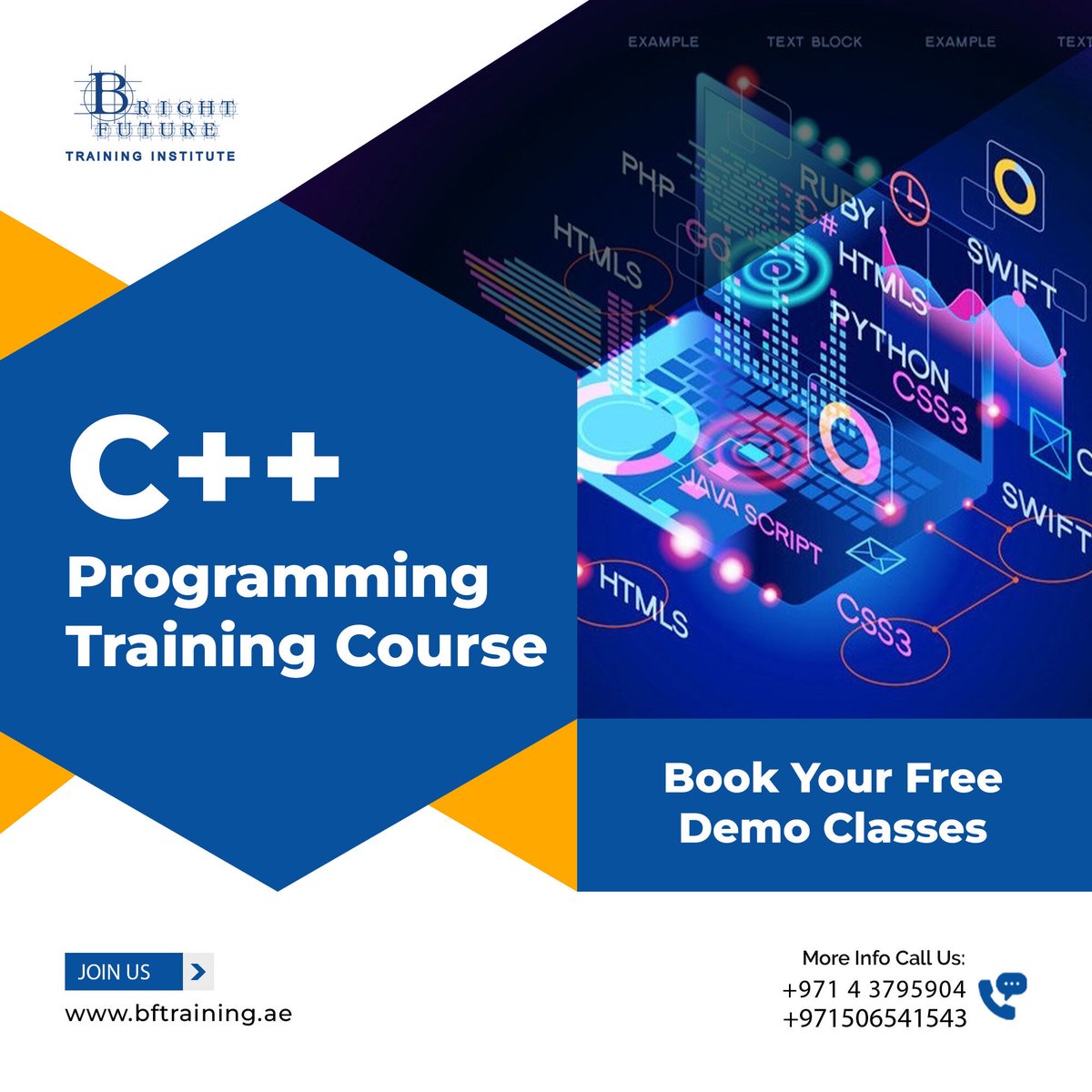 bftrainingae's tweet image. 🚀 Exciting News! Learn the Language of the Pros with Our Comprehensive C++Course! 🖥️
Web:bftraining.ae/courses/c-trai…
#C++Course #CodingJourney #ProgrammingPro #LearnToCode #TechEducation #FacebookPage #facebookreels #education #instagram #instagood #instock #OMG