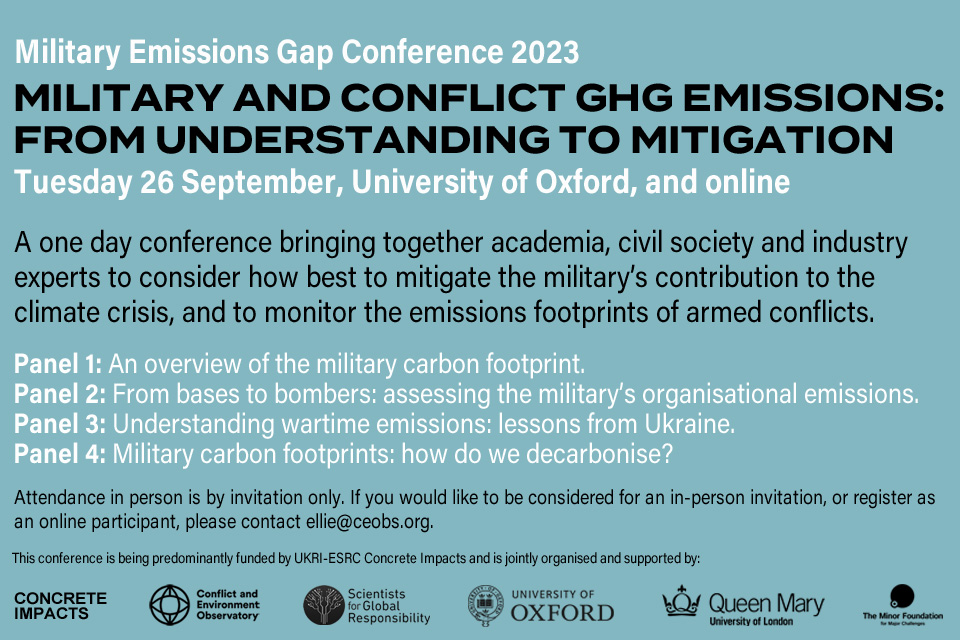 milemissionsgap's tweet photo. 📢Registration is now open for our conference on military and conflict ghg emissions 📢To register to join the conference online, follow the link below. If you'd like to be considered to join us in person at the University of Oxford, please send us a DM
https://t.co/zsMlFgjOQG https://t.co/MXkELovvw9