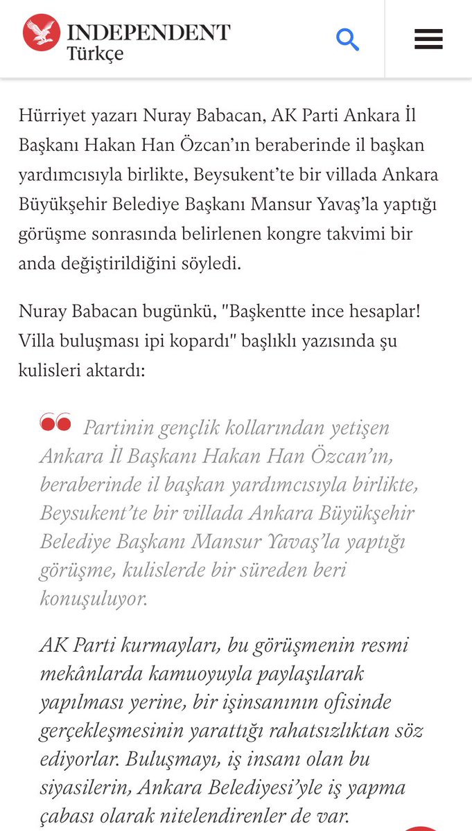 AKP İl Başkanı Hakan Han Özcan, Ankara Büyükşehir Belediyesi Halk Ekmek’te kadroların “Satıldığını” iddia etti.
Şimdi sormak lazım:
1-2020 yılında Beysukent’te bir villada Mansur Yavaş ve Hakan Özcan bir araya gelerek ne konuştu?
2-AKP Ankara İl Başkanı Hakan Han Özcan’ın İl…