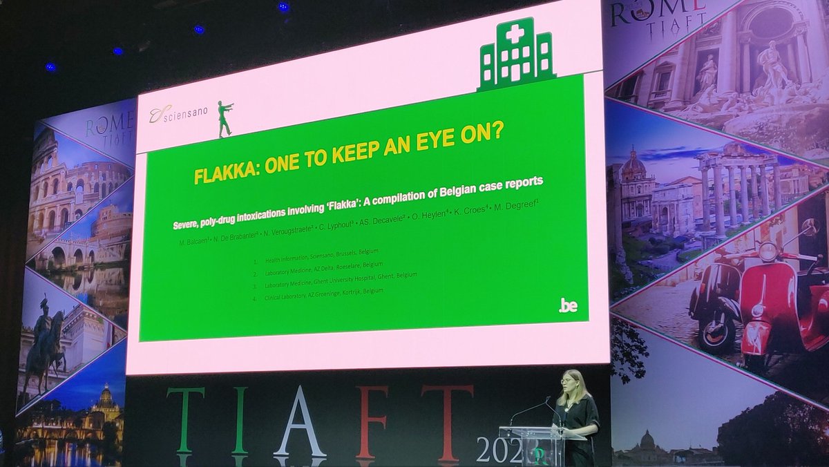 Toxicology ➡️ risk assessment ➡️ Education/prevention. <a href="/BalcaenMargot/">Margot.Balcaen</a> presenting on another nice #bewsd collaboration. 🙏🙏🙏 <a href="/az_delta/">AZ Delta</a>, <a href="/uzgent/">UZ Gent</a>, <a href="/azgroeninge/">az groeninge</a> &amp; VAD

#tiaft2023 <a href="/sciensano/">Sciensano</a>