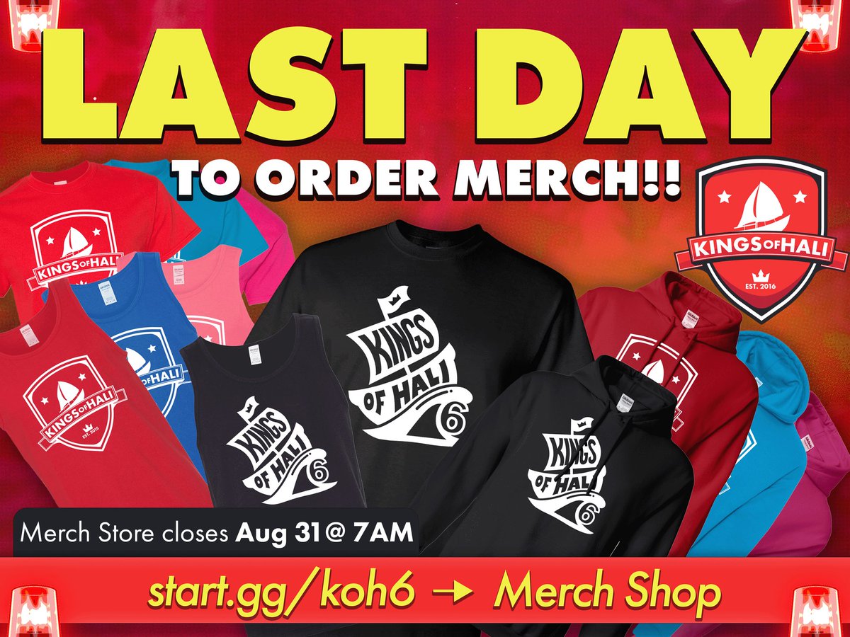 kingsofhali's tweet image. THIS IS IT! Last day to order your KoH merch and look FRESH for what's sure to be an unforgettable event.

start.gg/tournament/kin…