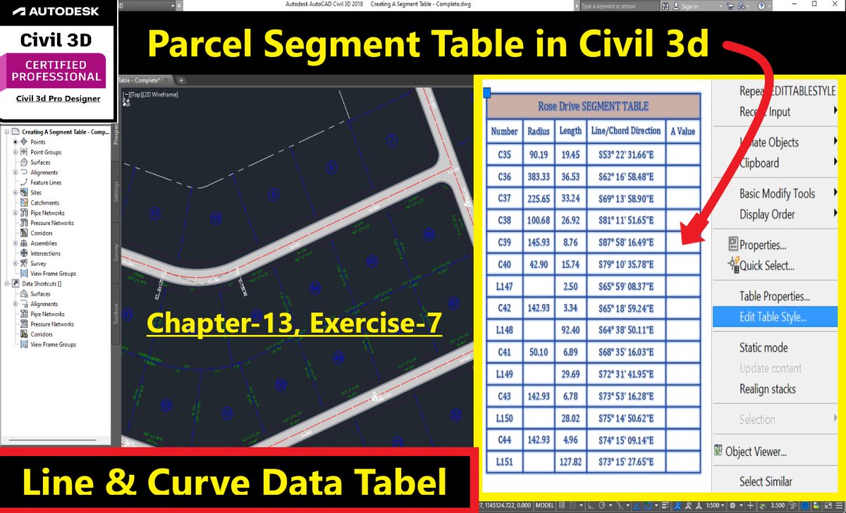 See First Comment for Video Link
In this exercise, we'll create a #parcelsegmenttable that will contain #curve tag numbers and corresponding #curvegeometry information.
#AutoCADCivil3D #CivilEngineering #DesignMastery #Civil3DTutorial #RoadDesign #Surveying #LandParcel