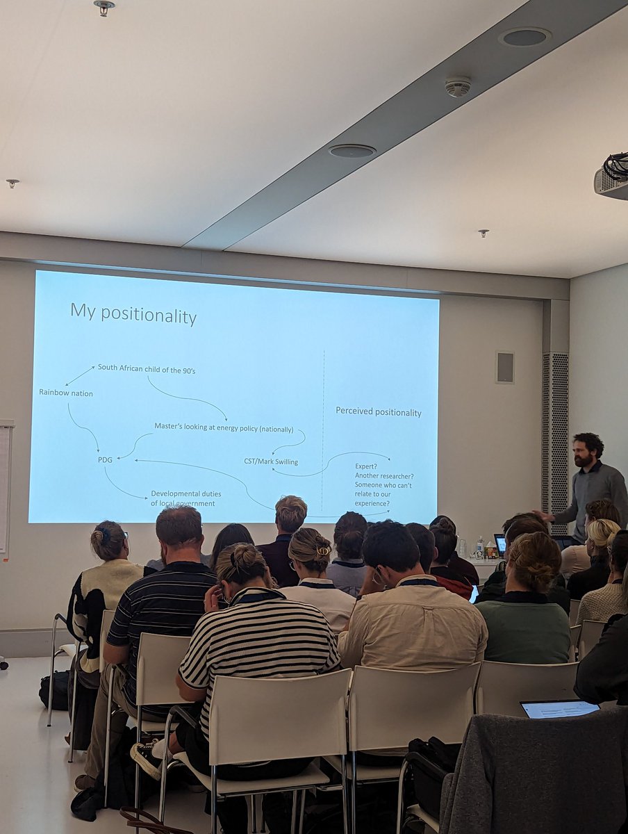 Kevin Foster presents his research on the role of municipalities in energy transitions. His presentation, "Pathways to Just energy transitions in local government in South Africa" begins with a reflection on his own positionality within this research #ist2023 <a href="/Kevin_JR_Foster/">Kevin Foster</a>