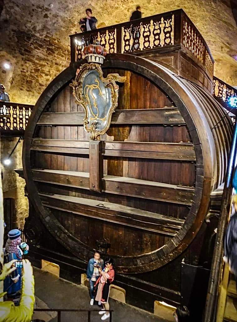 The Great Heidelberg Tun (1751 CE); an extremely large wine vat contained within cellars of Heidelberg Castle, Germany - with a capacity of 221,726 litres, due to drying of wood its current capacity is 219,000 litres.

About 130 oak trees were used in its construction. There have