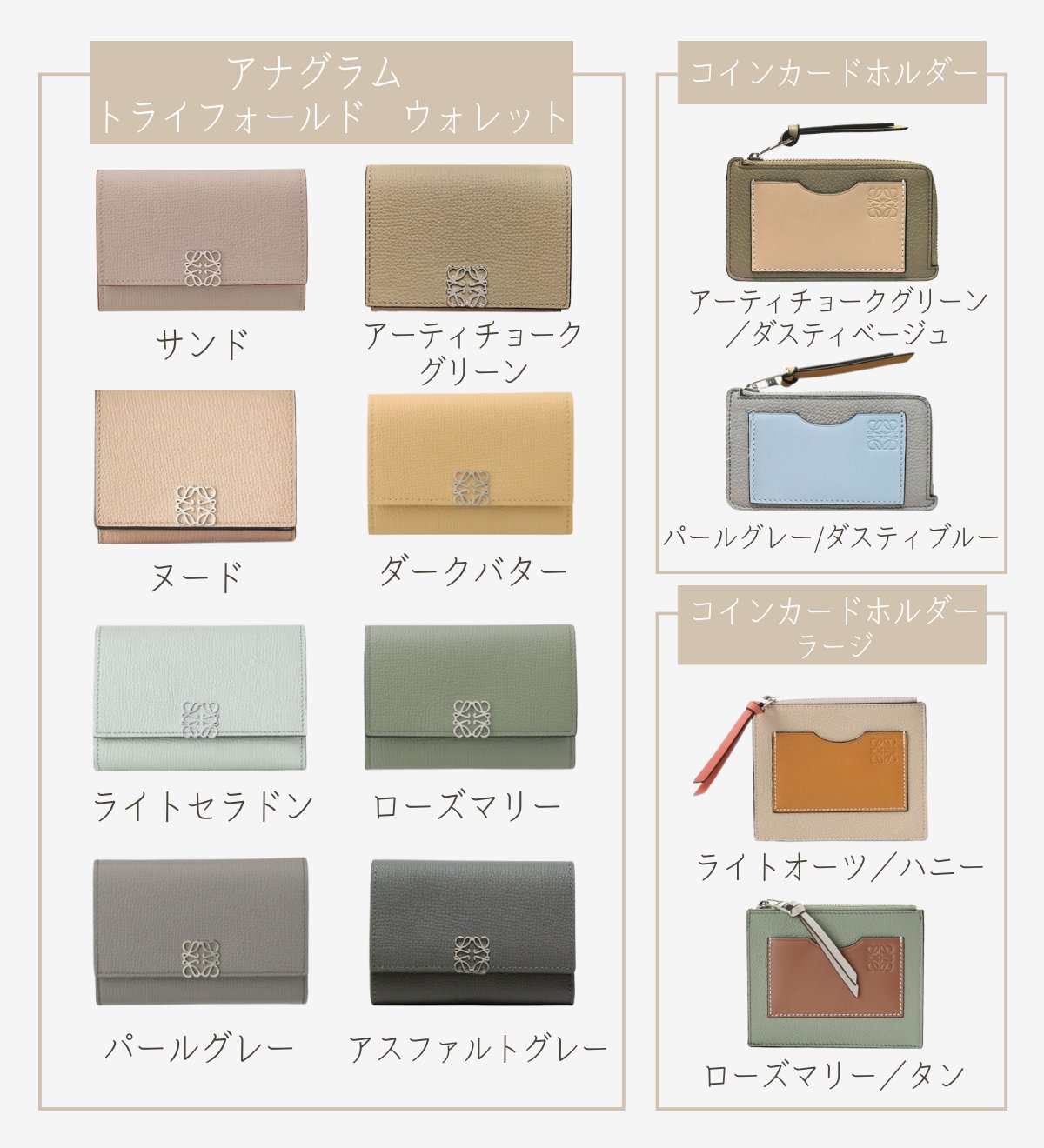 ロエベ LOEWE アナグラム トライフォールドウォレット アスファルト